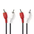 Stereoäänikaapeli | 2x RCA uros | 2x RCA uros | Niklattu | 1.00 m | Pyöreä | Musta | Laatikko - Audiokaapelit - 5412810288298 - 1