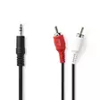 Stereoäänikaapeli | 3.5 mm uros | 2x RCA uros | Niklattu | 1.50 m | Pyöreä | Musta | Laatikko - Audiokaapelit - 5412810288168 - 1