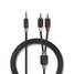 Stereoäänikaapeli | 3.5 mm uros | 2x RCA uros | Kullattu | 0.50 m | Pyöreä | Antrasiitti | Laatikko - Audiokaapelit - 5412810265008 - 3