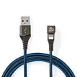 USB kaapeli | USB 2.0 | Apple Lightning 8-Pin | USB-A Uros | 12 W | 480 Mbps | Niklattu | 1.00 m | Pyöreä | Nailon / Punottu | Musta / Sininen | Laatikko kannella ja ikkunalla - Pelituotteet - 5412810326808 - 30