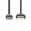 USB kaapeli | USB 2.0 | USB-A Uros | USB-C Uros | 15 W | 480 Mbps | Niklattu | 2.00 m | Pyöreä | PVC | Musta | Label - Tietokone ja verkko - 5412810421688 - 10