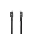 USB kaapeli | USB 3.2 Gen 2 | USB-C Uros | USB-C Uros | 100 W | 4K@60Hz | 10 Gbps | Niklattu | 3.00 m | Pyöreä | PVC | Musta | Laatikko - Nedis tuotteet - 5412810481408 - 1