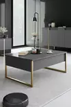 Anthracite Gold Olohuoneen Kalustesetti - 100% Melamiinipinnoitettu Lastulevy, Metallijalat, 18mm, 3 Pakettia - Huonekalut - 8684282178248 - 5