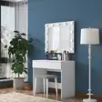 Elegantti Valkoinen Meikkipöytä 100% Melamiinipinnoitettu E1 Laatu Lastulevy 90x76,8x45 cm Peili 90x71,8x15 cm 11 Lamppua - Meikkipöydät - 8684282480778 - 2