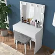 Elegantti Valkoinen Meikkipöytä 100% Melamiinipinnoitettu E1 Laatu Lastulevy 90x76,8x45 cm Peili 90x71,8x15 cm 11 Lamppua - Meikkipöydät - 8684282480778 - 4