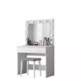 Elegantti Valkoinen Meikkipöytä 100% Melamiinipinnoitettu E1 Laatu Lastulevy 90x76,8x45 cm Peili 90x71,8x15 cm 11 Lamppua - Meikkipöydät - 8684282480778 - 1