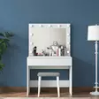 Elegantti Valkoinen Meikkipöytä 100% Melamiinipinnoitettu E1 Laatu Lastulevy 90x76,8x45 cm Peili 90x71,8x15 cm 11 Lamppua - Meikkipöydät - 8684282480778 - 7