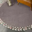 Harmaa 100 cm Kylpyhuonematto - 100% Akryyli, Antibakteerinen, Konepestävä, Liukumaton, Helppohoitoinen, 3 cm Nukka - Pyöreät matot - 8683342422048 - 2