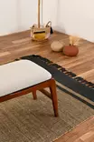 Hornbeam-puinen penkki, 120x40x45 cm, pähkinä-kermanvärinen, pellavakankaalla, 100% hornbeam, 1 paketti, 20 kg - Penkit - 8683742868248 - 7
