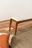 Hornbeam-puinen penkki, 120x40x45 cm, pähkinä-kermanvärinen, pellavakankaalla, 100% hornbeam, 1 paketti, 20 kg - Penkit - 8683742868248 - 4