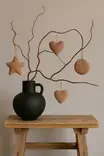 Joulukoristeet - Ruskea, 80% Polyesteri / 20% Juutti, 12x12x13 cm, 3 kpl, Helmisilikoni, Pyyhittävä Kostealla Liinalla - Joulukoristeet ja -tekstiilit - 8684283979288 - 3
