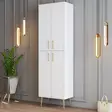 Kenkäkaappi - Tyylikäs Valkokultainen Säilytysratkaisu, 100% Melamiinipinnoitettu, 60x202x35 cm, 2 Pakettia - Kenkäkaapit - 8684282465768 - 4