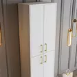 Kenkäkaappi - Tyylikäs Valkokultainen Säilytysratkaisu, 100% Melamiinipinnoitettu, 60x202x35 cm, 2 Pakettia - Kenkäkaapit - 8684282465768 - 5
