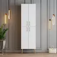 Kenkäkaappi - Tyylikäs Valkokultainen Säilytysratkaisu, 100% Melamiinipinnoitettu, 60x202x35 cm, 2 Pakettia - Kenkäkaapit - 8684282465768 - 2