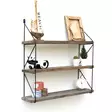 Koristeellinen puinen seinähylly, musta pähkinäpuu, 60 cm x 15 cm x 55 cm, kestävä, helppo asentaa - Seinähyllyt - 8682870290068 - 1