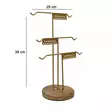 Kultainen Koruteline Järjestäjä - Metallirunko ja Puupohja, 25 cm Leveys, 39 cm Korkeus, Tyylikäs Sisustuselementti - Koristeet, koriste-esineet - 8684282617808 - 3