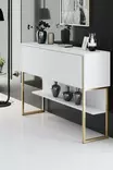 Kultavalkoinen Lipasto - 100% Melamiinipinnoitettu Lastulevy, 120x80x30 cm, Metallijalat, Tyylikäs ja Kestävä - Lipastot ja senkit - 8684282883678 - 3