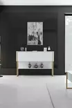 Kultavalkoinen Lipasto - 100% Melamiinipinnoitettu Lastulevy, 120x80x30 cm, Metallijalat, Tyylikäs ja Kestävä - Lipastot ja senkit - 8684282883678 - 4