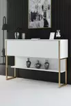 Kultavalkoinen Lipasto - 100% Melamiinipinnoitettu Lastulevy, 120x80x30 cm, Metallijalat, Tyylikäs ja Kestävä - Lipastot ja senkit - 8684282883678 - 2