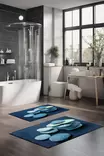 Kylpyhuonematto 2-osainen Setti - Monivärinen, 100% Polyesteri, Konepestävä, Liukumaton, Antibakteerinen, 40x60cm, 60x100cm - Kylpyhuonematot ja kosteantilan matot - 8684283195688 - 2