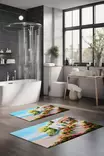 Kylpyhuonematto Setti 2-osainen - Monivärinen, 100% Polyesteri, 7mm Nukka, 600gr/m², Koko 40x60cm ja 60x100cm - Kylpyhuonematot ja kosteantilan matot - 8684283194278 - 2