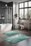 Kylpyhuonematto Setti 2-osainen, Monivärinen, 100% Polyesteri, 7 mm Nukka, 600 gr/m², Koko 40x60 cm ja 60x100 cm - Kylpyhuonematot ja kosteantilan matot - 8684283196098 - 2