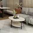 Marmorisohvapöytä - Tyylikäs ja Kestävä 100% Melamiinipinnoitettu Lastulevy, Travertiini, 90x60x36 cm - Sohvapöydät - 8684283105588 - 3