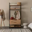 Moderni Atlantic Pine Vaatekaappi - 100% Melamiinipinnoitettu, 18mm Paksuus, Metallijalat, 104x225x52cm, 2 Vetolaatikkoa - Vaatekaapit - 8683342107068 - 2