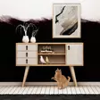 Moderni Konsoli, Tammi Valkoinen, 120x80x40 cm, 100% Melamiinipinnoitettu, 3 Vetolaatikkoa, PU Nahkakahva, Puujalat - Lipastot ja senkit - 8681875126938 - 2