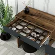 Moderni Meikkipöytä Peilillä - Pähkinä Antrasiitti, 124x84,7x40 cm, 100% Melamiinipinnoitettu, Muovikahva, Metallijalat - Meikkipöydät - 8683743327188 - 6