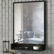 Moderni Musta Koristepeili 45x75 cm - 100% Melamiinipinnoitettu Lastulevy, Sisältää Hyllyn ja Peilin, Helppo Asennus - Peilit - 8681875311938 - 3