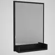 Moderni Musta Koristepeili 45x75 cm - 100% Melamiinipinnoitettu Lastulevy, Sisältää Hyllyn ja Peilin, Helppo Asennus - Peilit - 8681875311938 - 4