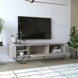 Moderni TV-taso, 150x44x36 cm, Vaalea Mocha, 100% Melamiinipinnoitettu, Metallijalat, Pehmeästi Sulkeutuvat Saranat - TV-tasot - 8681875834888 - 3