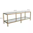 Moderni TV-taso, Kulta, 100% Karkaistu Lasi, 4 mm, 100% Metalli, 130x45x40 cm, Useita Hyllyjä, Kiinnitettävä Seinäasennus - TV-tasot - 8682870730878 - 9