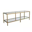 Moderni TV-taso, Kulta, 100% Karkaistu Lasi, 4 mm, 100% Metalli, 130x45x40 cm, Useita Hyllyjä, Kiinnitettävä Seinäasennus - TV-tasot - 8682870730878 - 1