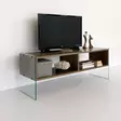 Moderni TV-taso, Pähkinä, 120x45x35 cm, 100% Melamiinipinnoitettu Lastulevy, Karkaistu Lasi, Kiinnitettävä Seinäasennus - TV-tasot - 8681875986358 - 5