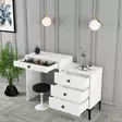 Moderni Valkoinen Meikkipöytä - 100% Melamiinipinnoitettu Lastulevy, 18mm, Muovikahva, Metallijalat, 124x84,7x40cm - Meikkipöydät - 8683743327638 - 5