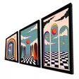 Monivärinen Koristeellinen Kehystetty MDF-maalaus (3 kpl) - 38 x 53 cm - Tyylikäs Seinäkoriste Kotiin - Taulut ja kehykset - 8684283327218 - 1