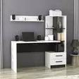 Opiskelupöytä Valkoinen Musta 120x74x60 cm - 100% Melamiinipinnoitettu Lastulevy, Kirjahylly ja Seinähylly, 2 Laatikkoa - Työpöydät - 8682870115118 - 4