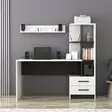 Opiskelupöytä Valkoinen Musta 120x74x60 cm - 100% Melamiinipinnoitettu Lastulevy, Kirjahylly ja Seinähylly, 2 Laatikkoa - Työpöydät - 8682870115118 - 3