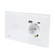 PNI SH115W yksinkertainen lasikytkin kosketuksella yhdistettynä Schuko-pistorasiaan ja USB-liittimiin - Kytkimet - 5949066530258 - 3