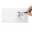 PNI SH115W yksinkertainen lasikytkin kosketuksella yhdistettynä Schuko-pistorasiaan ja USB-liittimiin - Kytkimet - 5949066530258 - 9
