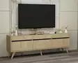 Sapphire Oak TV-taso - 100% Melamiinipinnoitettu Lastulevy, 150x30x48 cm, PVC-jalat, Tyylikäs ja Kestävä - TV-tasot - 8683742102328 - 4