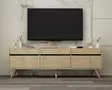 Sapphire Oak TV-taso - 100% Melamiinipinnoitettu Lastulevy, 150x30x48 cm, PVC-jalat, Tyylikäs ja Kestävä - TV-tasot - 8683742102328 - 2