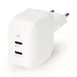 Seinälaturi | 35 W | GaN | PD3.0 | 1.75 / 2.33 / 2.92 / 3.0 A | Lähtöliitäntöjen määrä: 2 | 2x USB-C | Automaattinen Jännitteen Valinta | Valkoinen - Verkkolaturit - 5412810470198 - 1