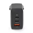 Seinälaturi | 70 W | GaN | PD3.0 / PPS | 1.5 / 2.25 A / 2.5 / 3.0 / 3.5 A | Lähtöliitäntöjen määrä: 3 | USB-A / 2x USB-C | Automaattinen Jännitteen Valinta | Musta - Verkkolaturit - 5412810470228 - 10