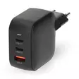 Seinälaturi | 70 W | GaN | PD3.0 / PPS | 1.5 / 2.25 A / 2.5 / 3.0 / 3.5 A | Lähtöliitäntöjen määrä: 3 | USB-A / 2x USB-C | Automaattinen Jännitteen Valinta | Musta - Verkkolaturit - 5412810470228 - 1