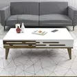 Sohvapöytä - Tyylikäs ja Ajaton Muotoilu, Pähkinä Valkoinen, 100% Melamiinipinnoitettu, 105x60x34,6 cm, 18 mm Paksuus - Sohvapöydät - 8684282088318 - 3