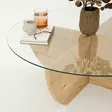 Sohvapöytä Sapphire Oak - 100% Karkaistu Lasi, Melamiinipinnoitettu Runkolevy, 90x90x30 cm, Tyylikäs ja Kestävä - Sohvapöydät - 8683742112198 - 8