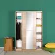 Sonomo-vaatekaappi: Tyylikäs ja kestävä 100% melamiinipinnoitettu liukuovellinen kaappi, 120x182x52 cm, useilla hyllyillä - Vaatekaapit - 8682870657878 - 3